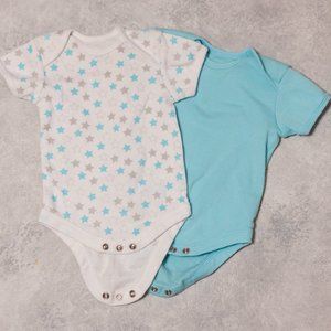 Two 0-3 month boy onesies